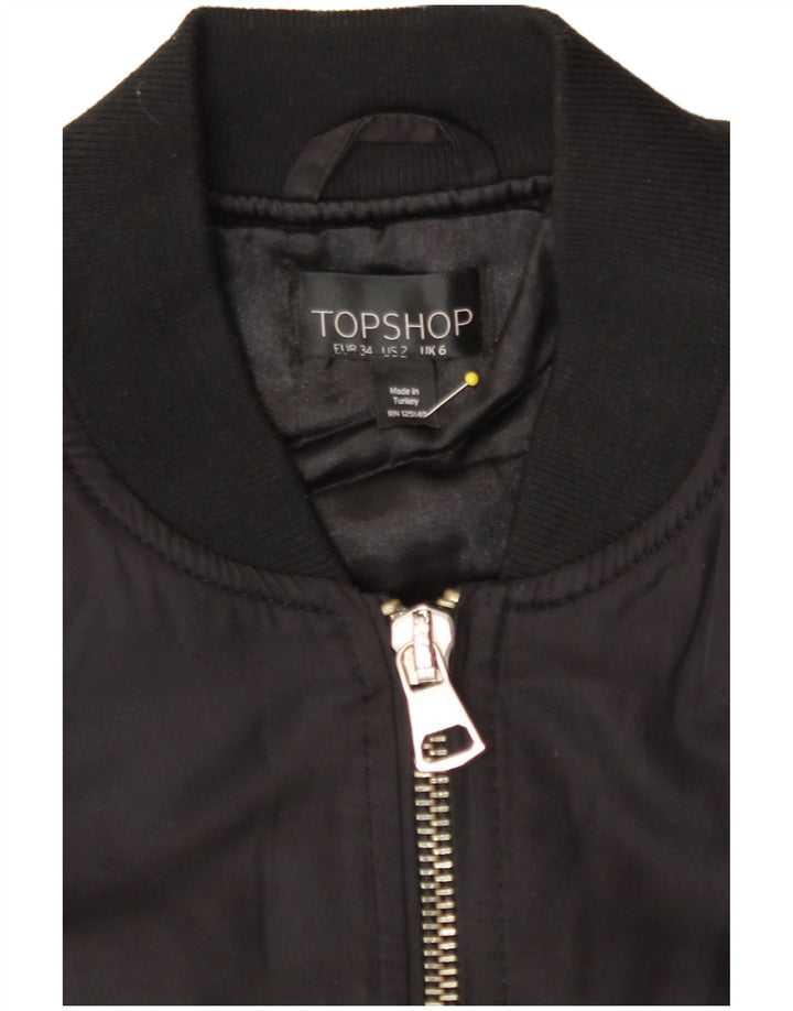Topshop Veste bomber surdimensionnée pour femme UK 6 XS Noir Polyester