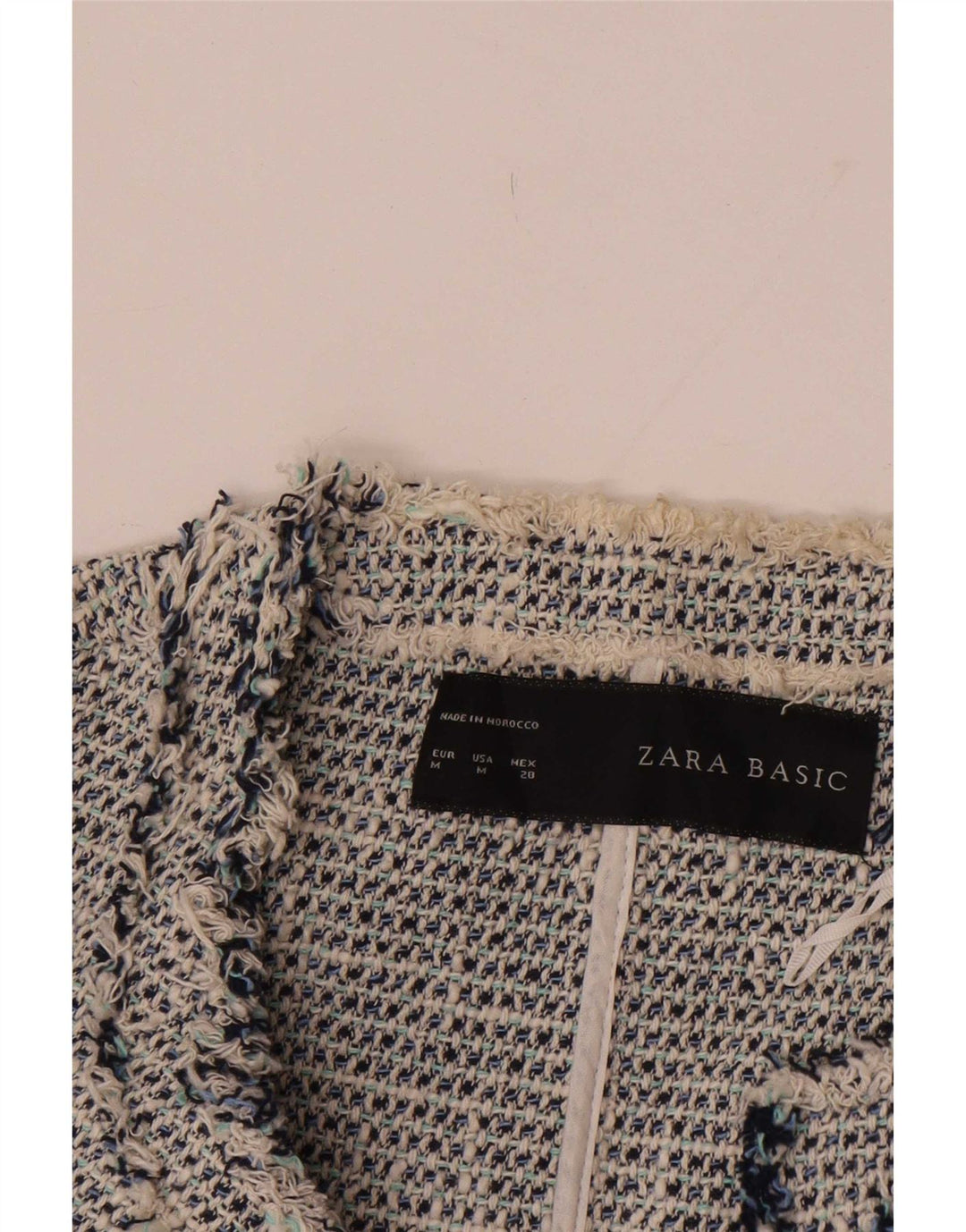 Zara Veste Blazer Femme UK 12 Coton Gris Moyen