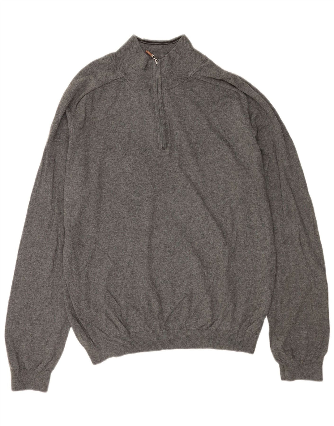 EDDIE BAUER Pull à col zippé pour homme en coton gris grand