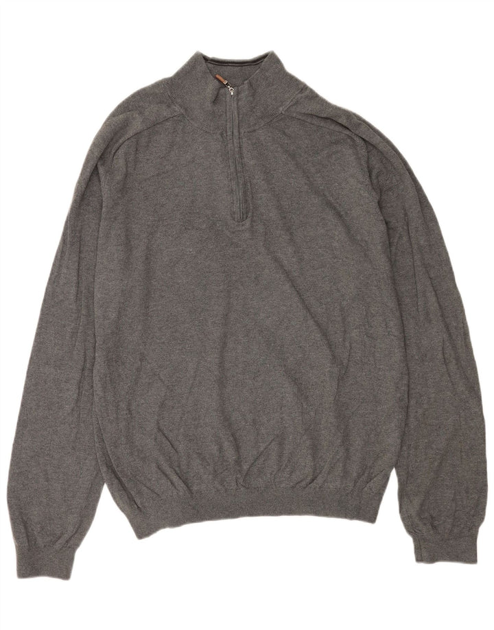 EDDIE BAUER Pull à col zippé pour homme en coton gris grand