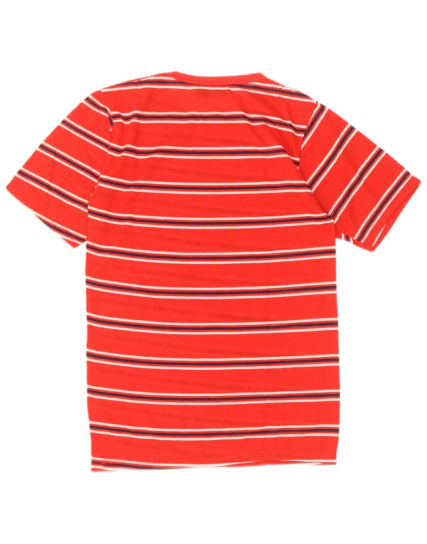 vintage Mens T-Shirt Top Petit Acrylique Rayé Rouge
