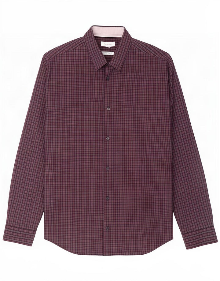 Calvin Klein Chemise Homme Gris Moyen Carreaux Coton
