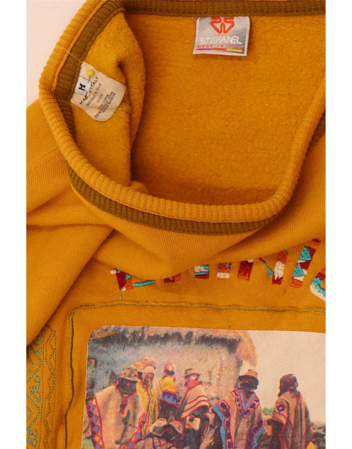 Stefanel Sweat-shirt surdimensionné graphique pour femme UK 14 Jaune moyen