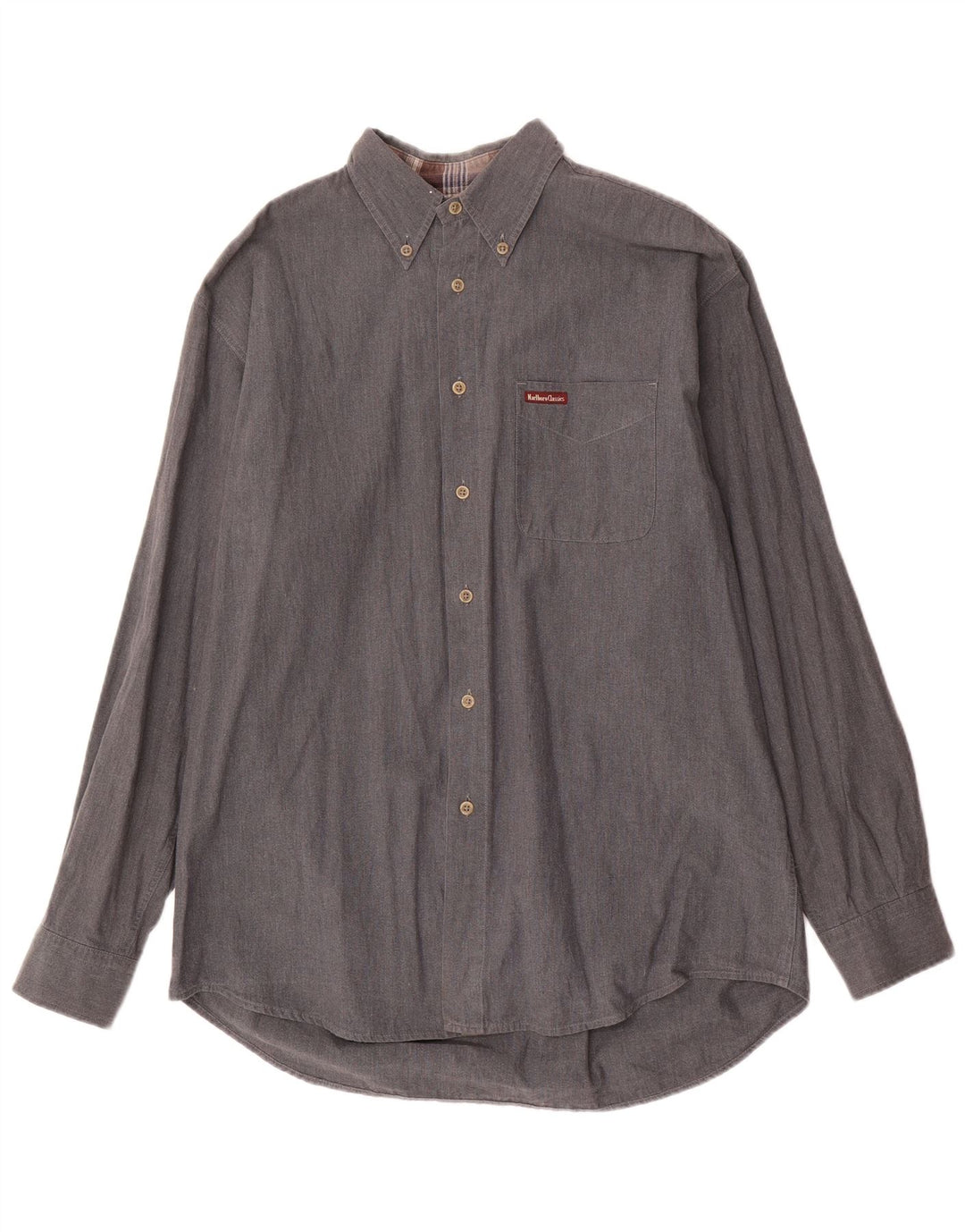 Marlboro Classics Chemise à Carreaux Homme Large Gris Coton