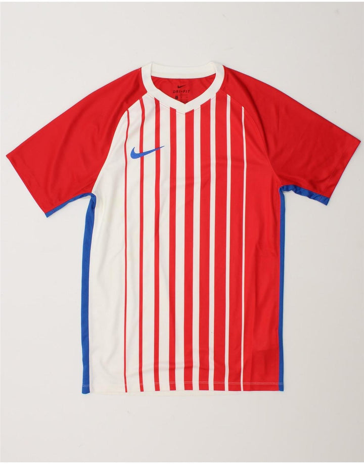 Nike Hommes Dri Fit T-Shirt Haut Petit Rouge Rayé Polyester