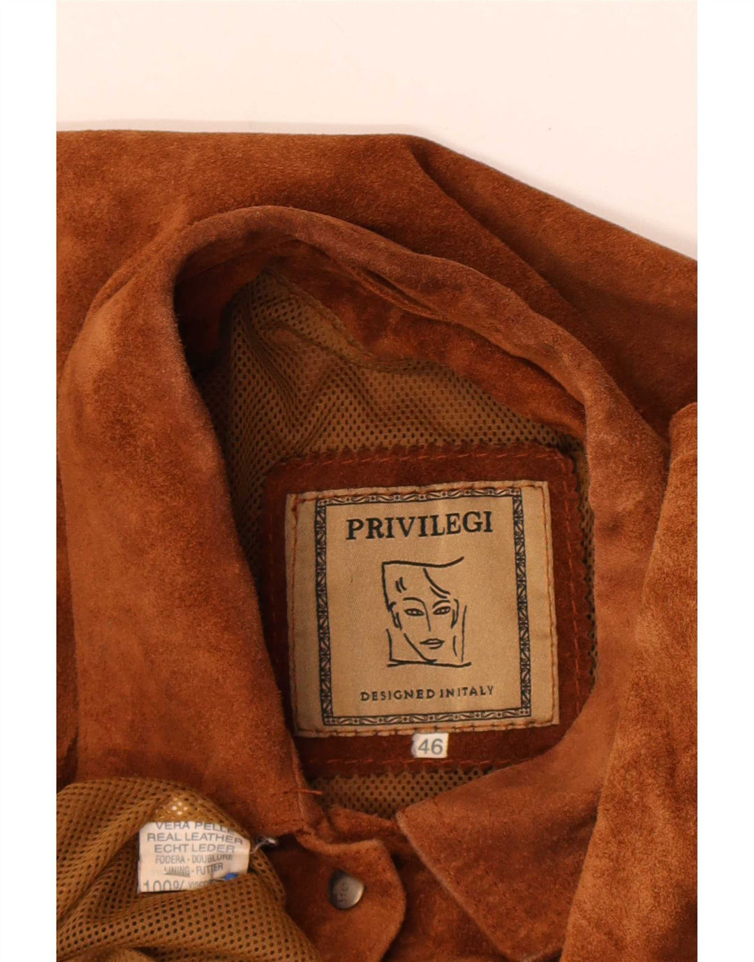 Privilegi Veste en Daim Femme IT 46 Grand Cuir Marron