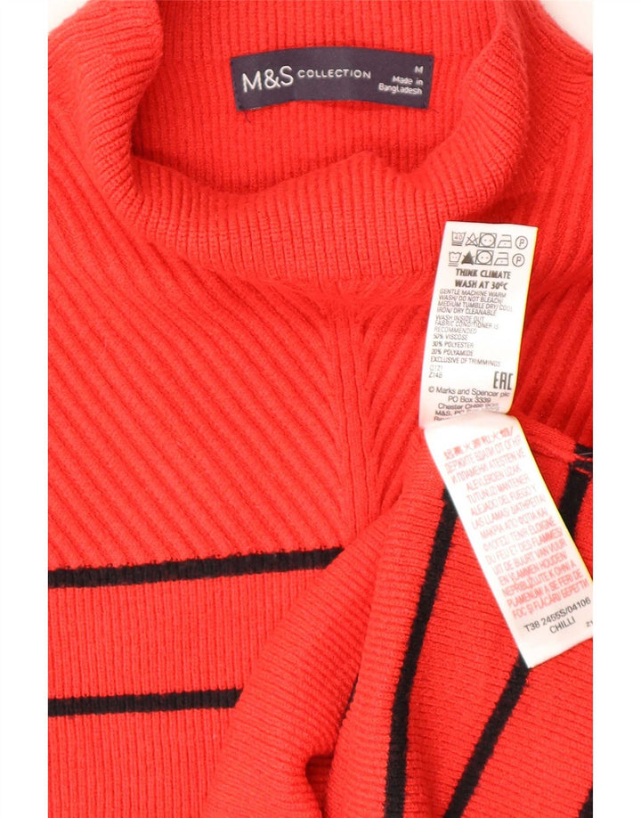 Marks & Spencer Pull col roulé pour femme UK 14 Rayé rouge moyen