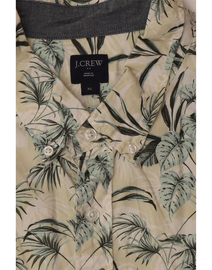 J. CREW Chemise à manches courtes pour homme XL en coton floral jaune hawaïen