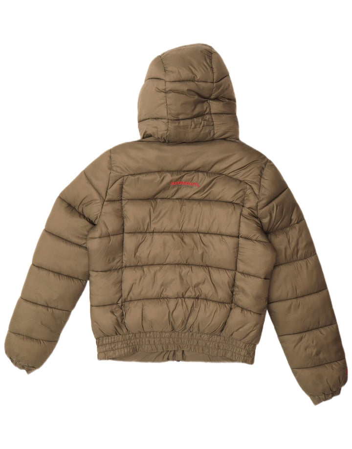 SUPERDRY Veste matelassée à capuche pour femme UK 12 Medium Khaki Nylon
