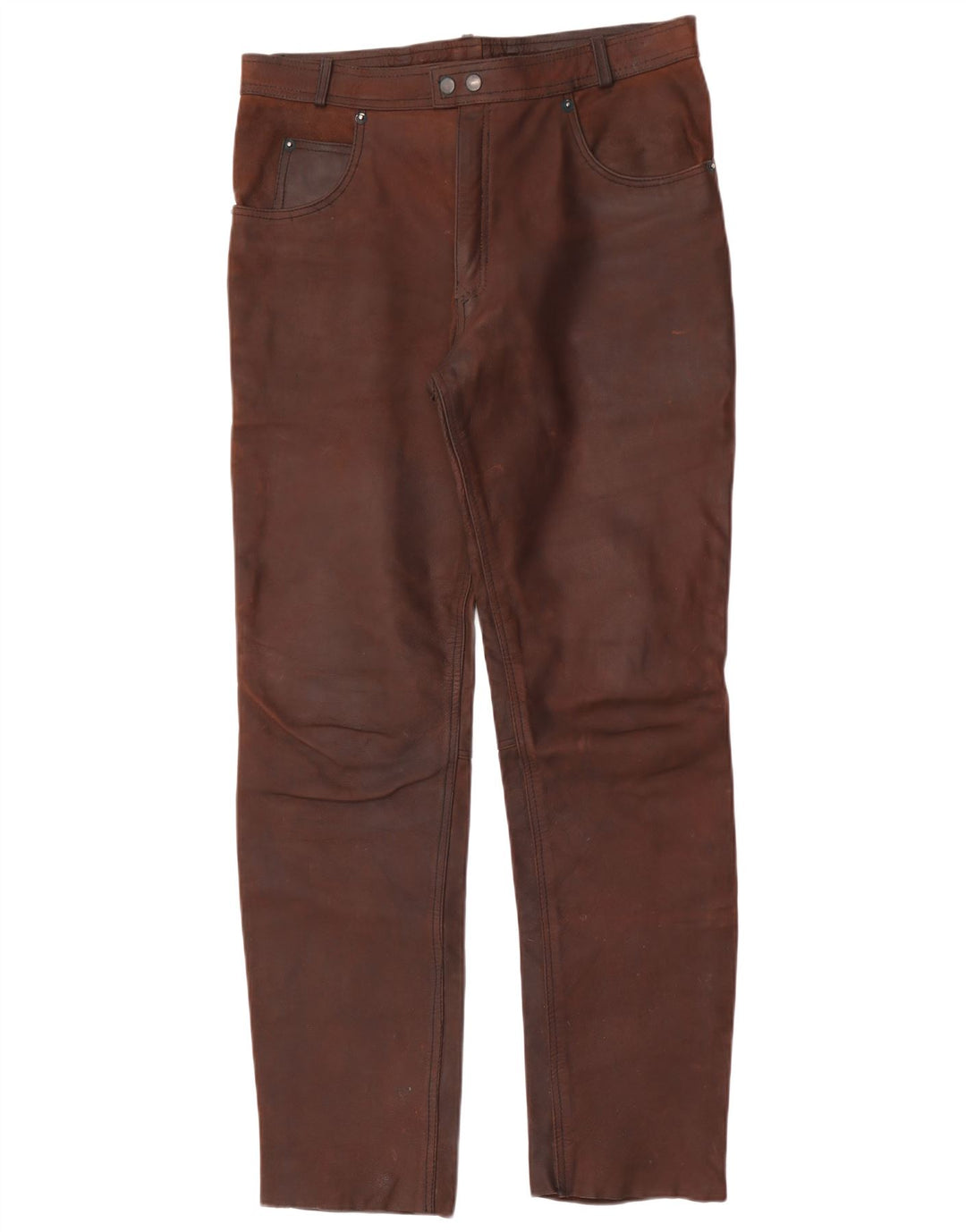 American Eagle Pantalon droit en cuir pour homme W36 L32 Marron