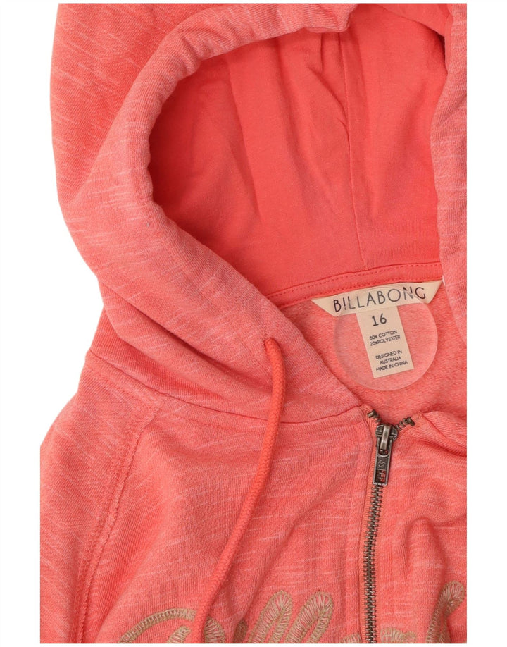 BILLABONG Pull à capuche zippé surdimensionné pour femme UK 16 Grand Rose Moucheté