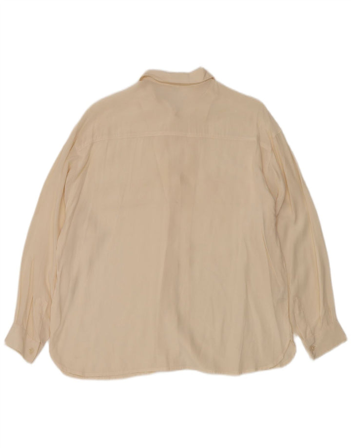 VINTAGE Chemise Femme UK 12 Medium Off White