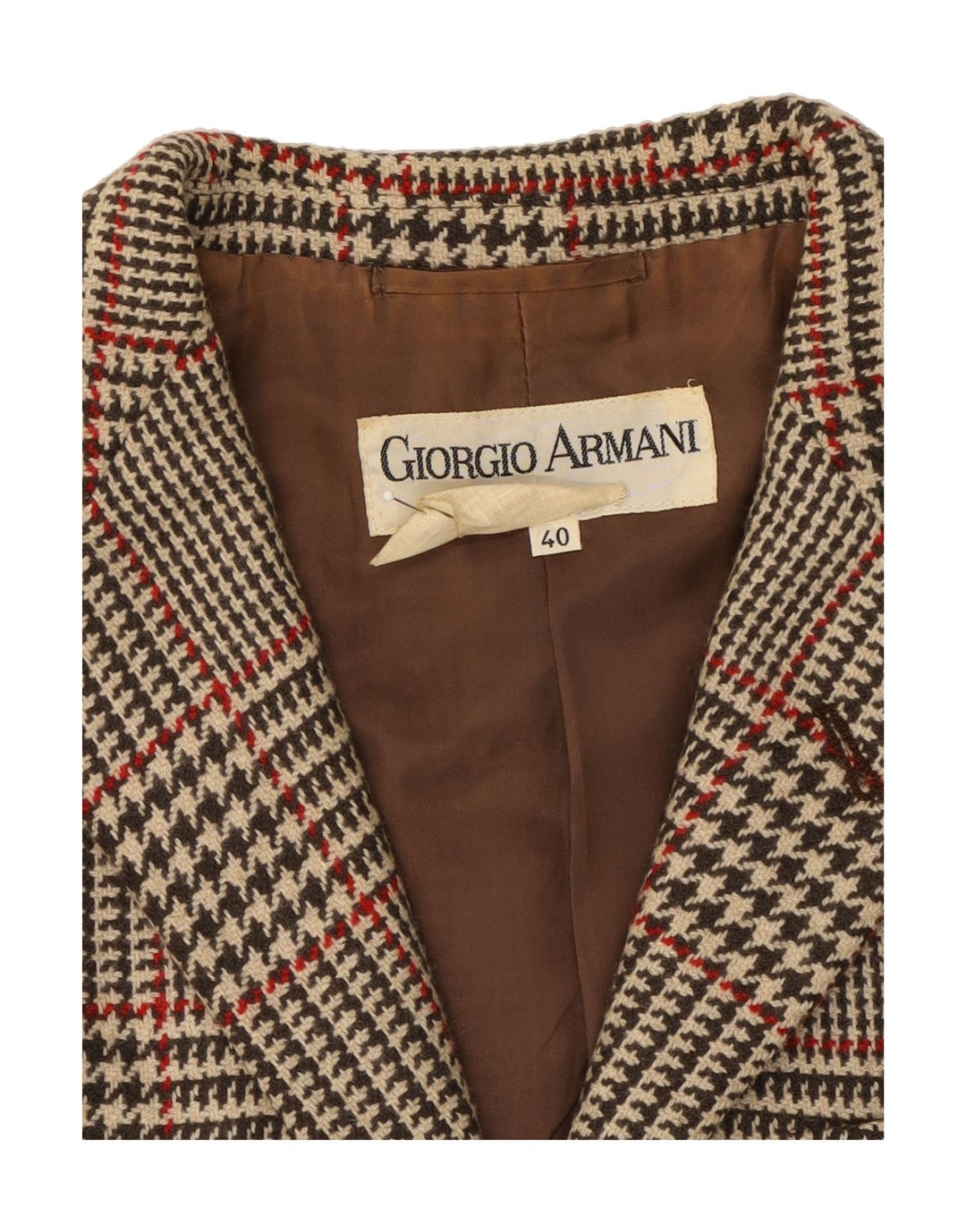 GIORGIO ARMANI Womens Blazer Jacket EU 40 Medium Multicoloured Houndstooth Vintage Giorgio Armani and Second-Hand Giorgio Armani from Messina Hembry 