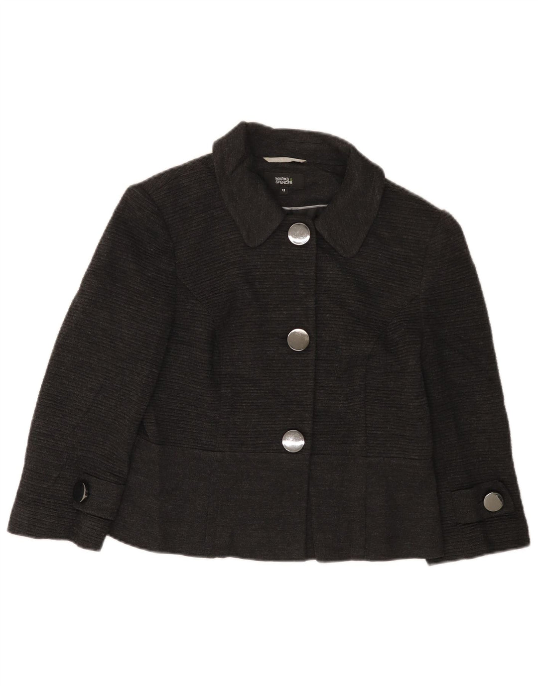 Marks & Spencer Veste blazer à manches 3/4 pour femme 3 boutons Gris moyen UK 12