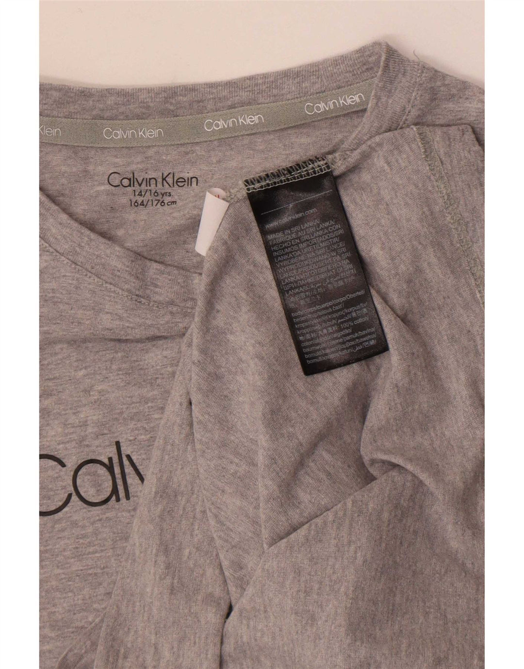 Calvin Klein Garçon Regular Graphic Top Manches Longues 14-15 ans Gris Coton