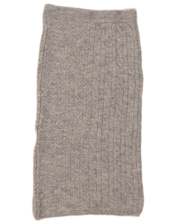 Marks & Spencer Jupe mi-longue en tricot pour femme Medium W30 Gris Acrylique