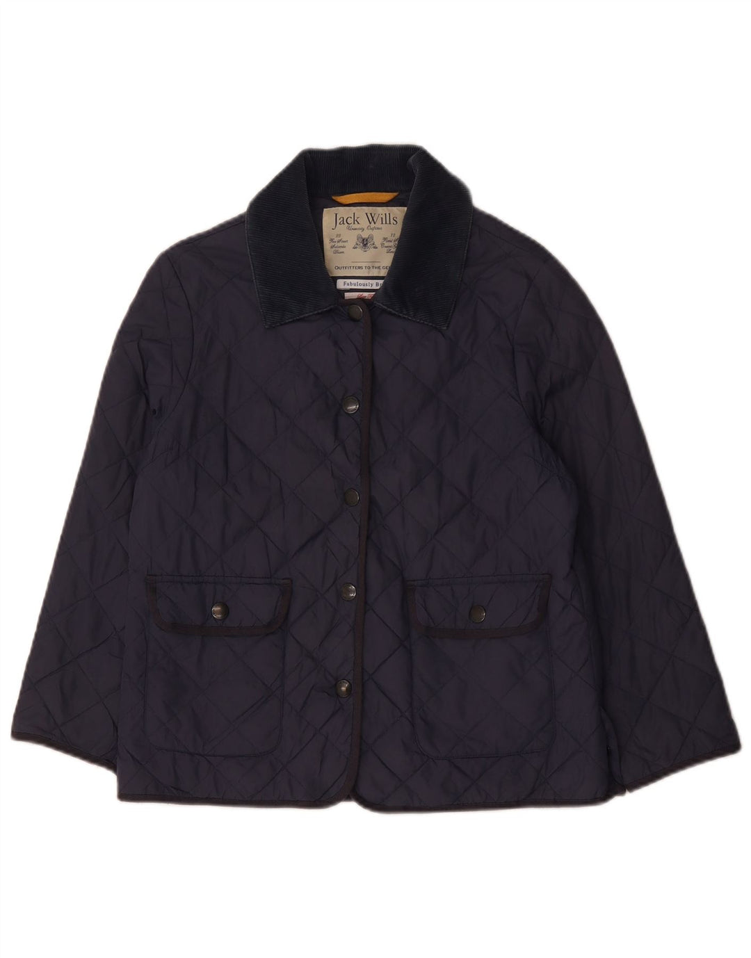Jack Wills Veste matelassée pour femme UK 12 Medium Navy Blue Nylon