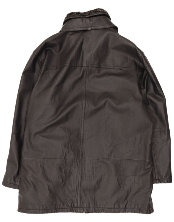 Manteau en cuir homme vintage UK 44 2XL Noir