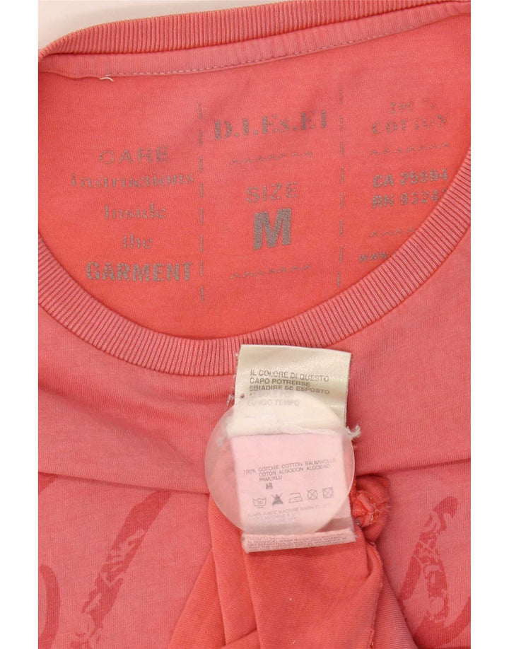 Diesel T-Shirt Graphique Homme Rose Moyen Coton