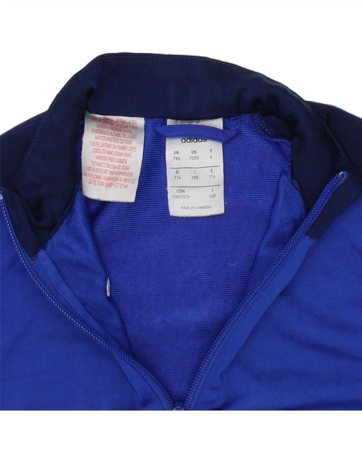 ADIDAS Boys Tracksuit Top Jacket 5-6 Years XS Blue Colourblock Polyester Vintage Adidas and Second-Hand Adidas from Messina Hembry 