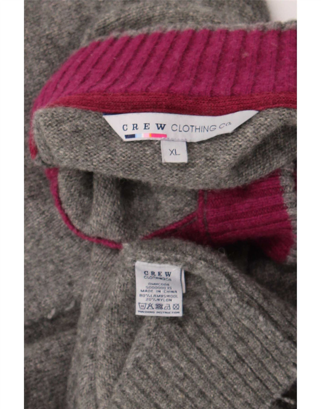 Crew Clothing Pull à col boutonné pour homme XL en laine grise