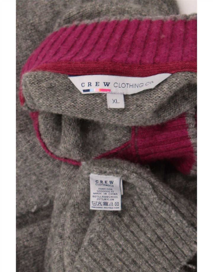 Crew Clothing Pull à col boutonné pour homme XL en laine grise