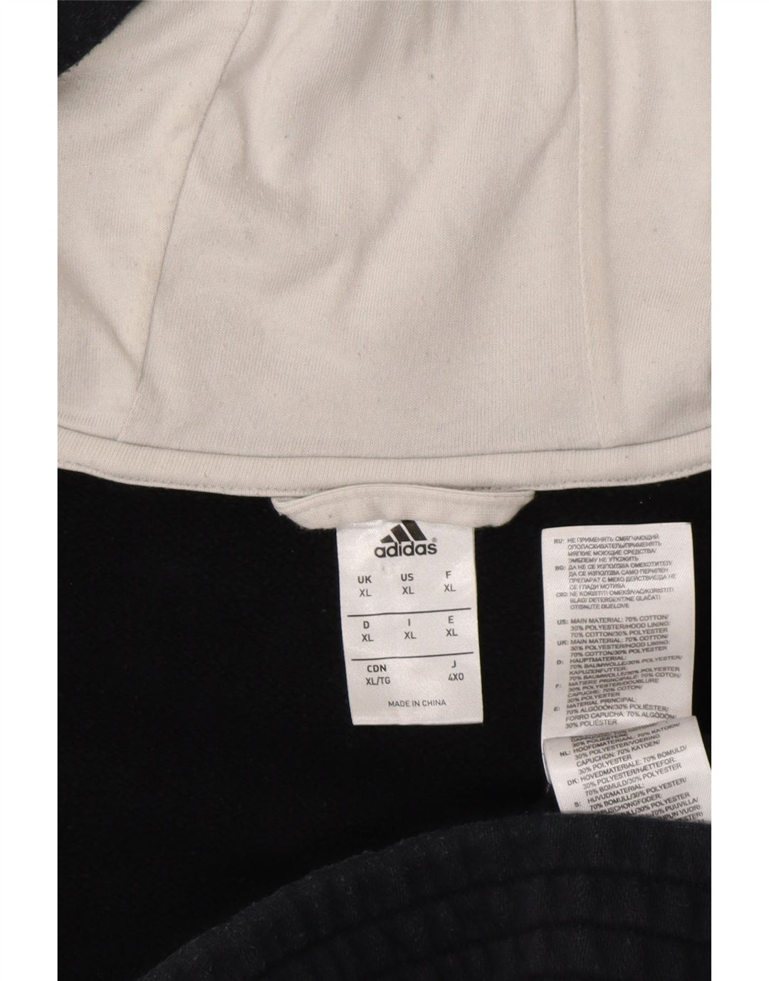 ADIDAS Pull à capuche zippé graphique pour homme XL en coton bleu marine