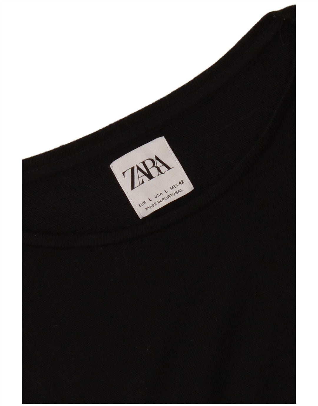 Zara T-Shirt Femme Top UK 16 Large Noir