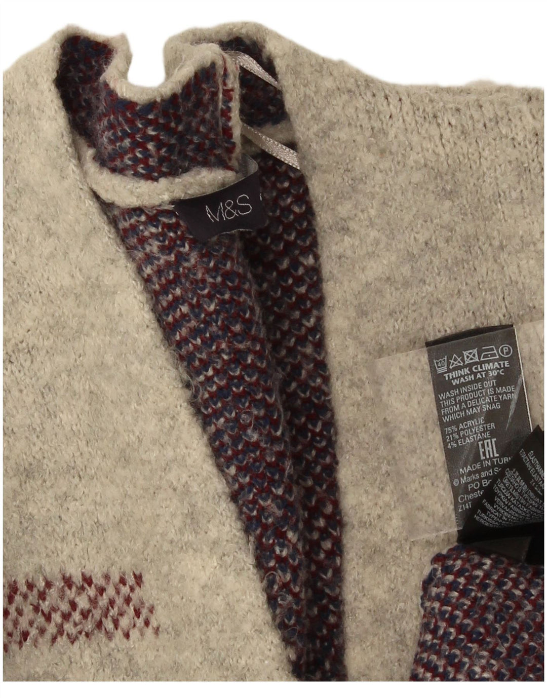 Marks & Spencer Pull cardigan long pour femme UK 16 Grand carreaux gris