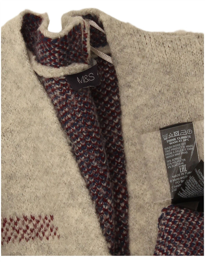 Marks & Spencer Pull cardigan long pour femme UK 16 Grand carreaux gris