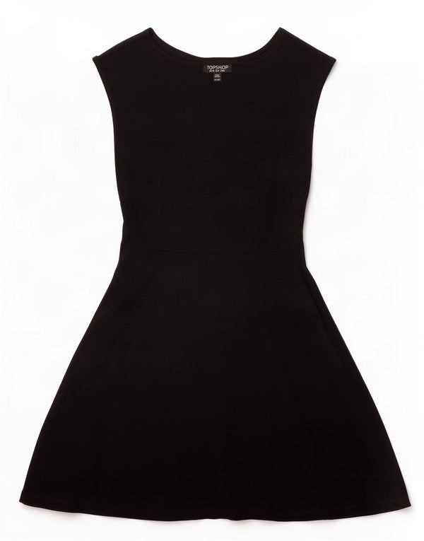 Topshop Robe trapèze sans manches pour femme UK 42 en coton noir moyen