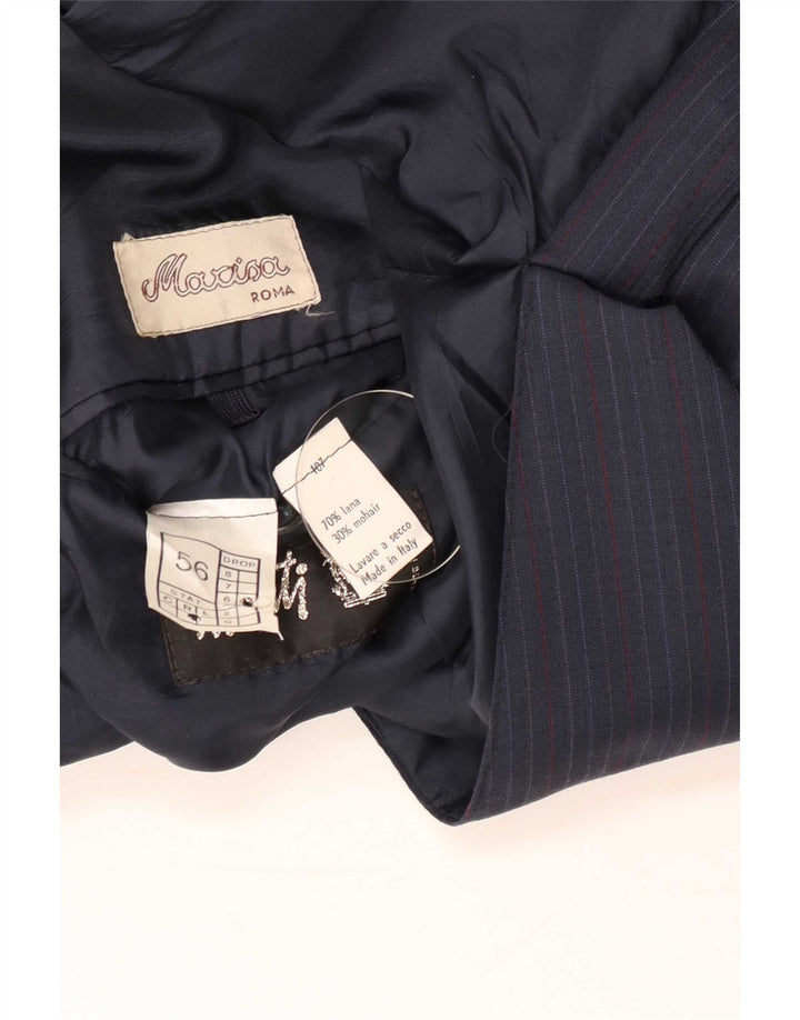 Monti Veste Blazer Croisée Homme IT 56 3XL Laine Rayée Bleu Marine