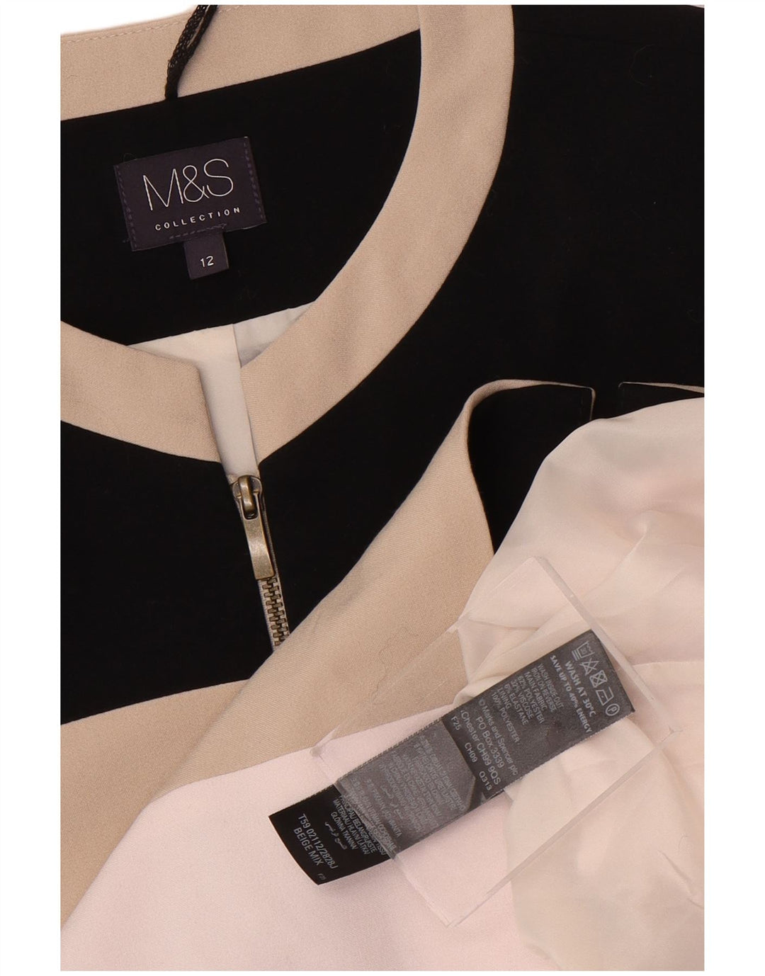 Marks & Spencer Veste Bomber Femme UK 12 Beige Moyen Colorblock