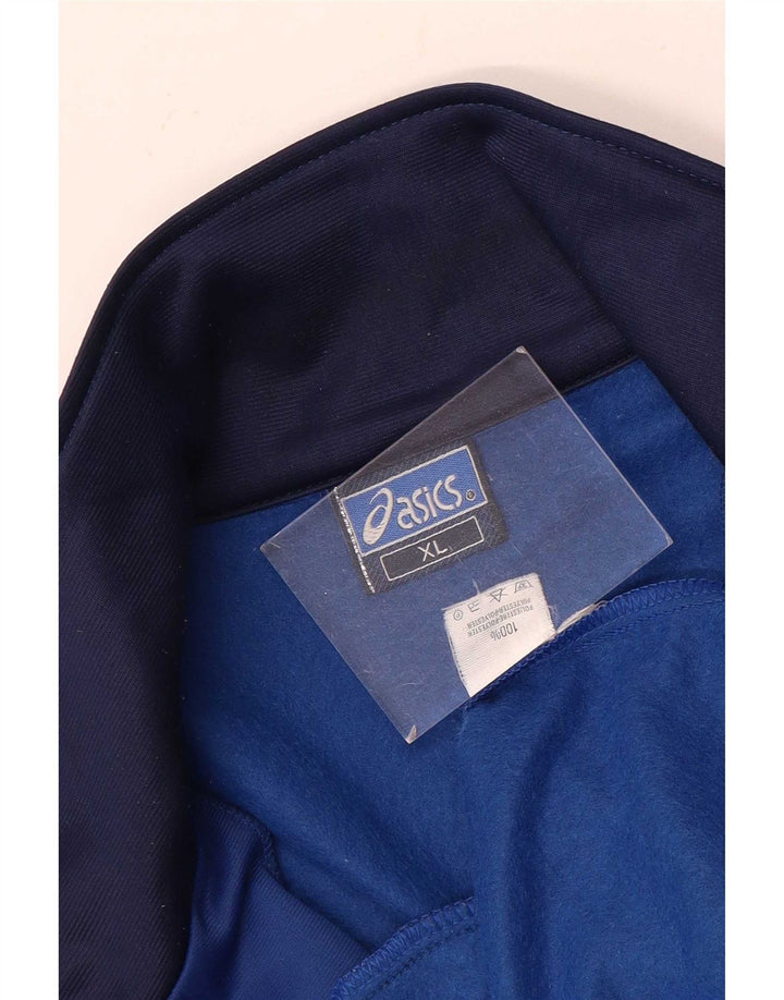 Asics Veste de survêtement graphique pour homme XL Bleu Colorblock Polyester