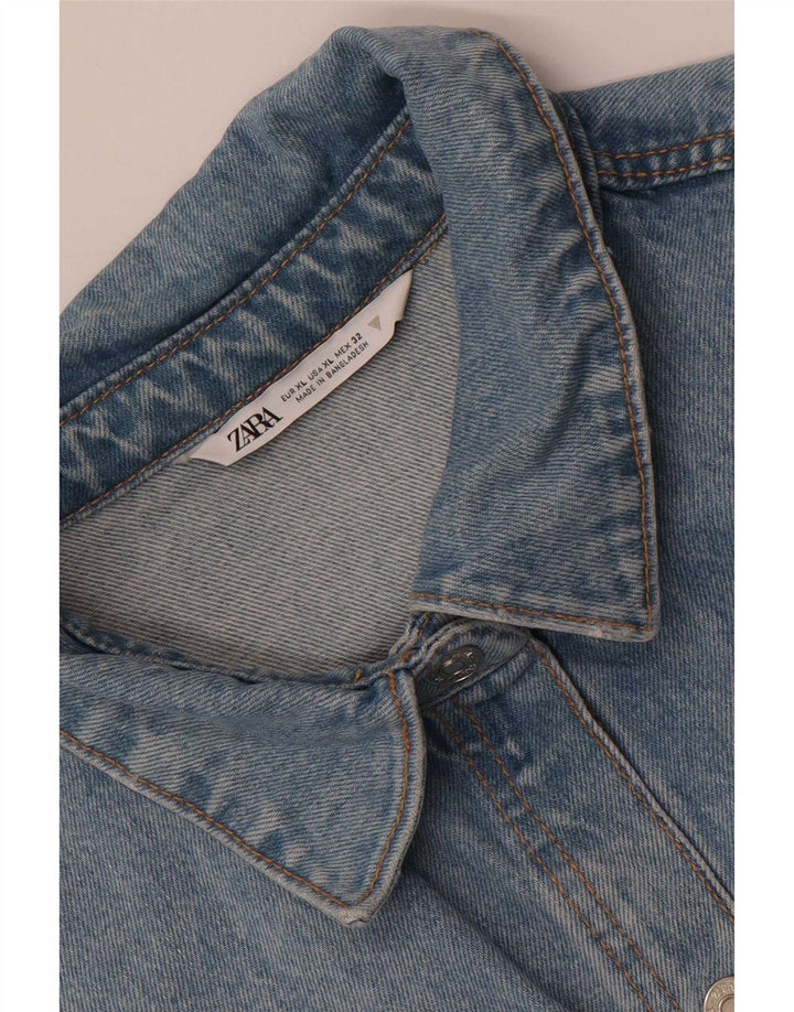 Zara Femme Chemise En Jean UK 18 XL Bleu