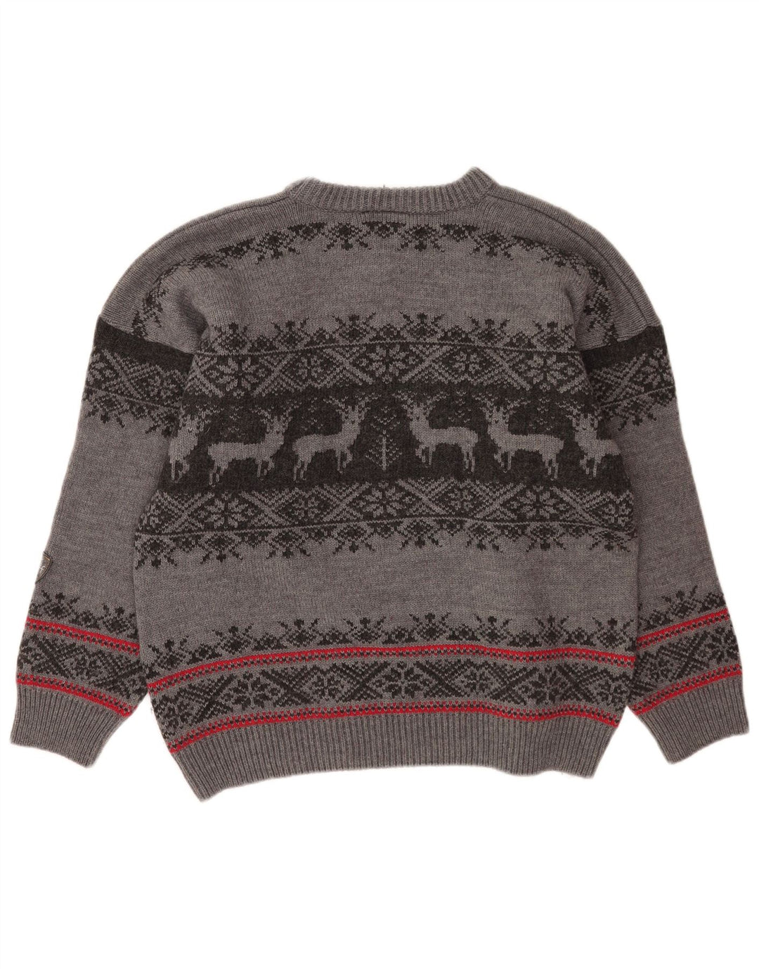 Hot Stuff Pull à col rond pour homme en laine Fair Isle gris Taille L
