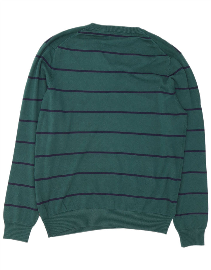 IZOD Pull col V pour homme en coton à rayures vertes
