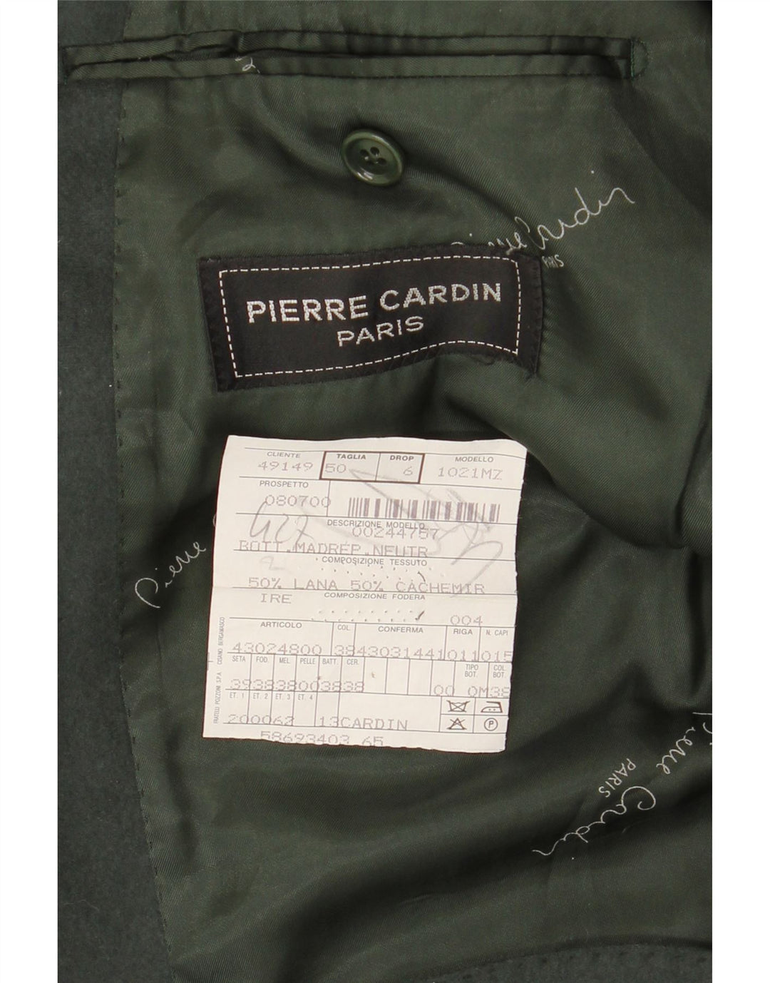 Pierre Cardin Veste Blazer 3 Boutons Homme IT 50 Large Kaki Laine