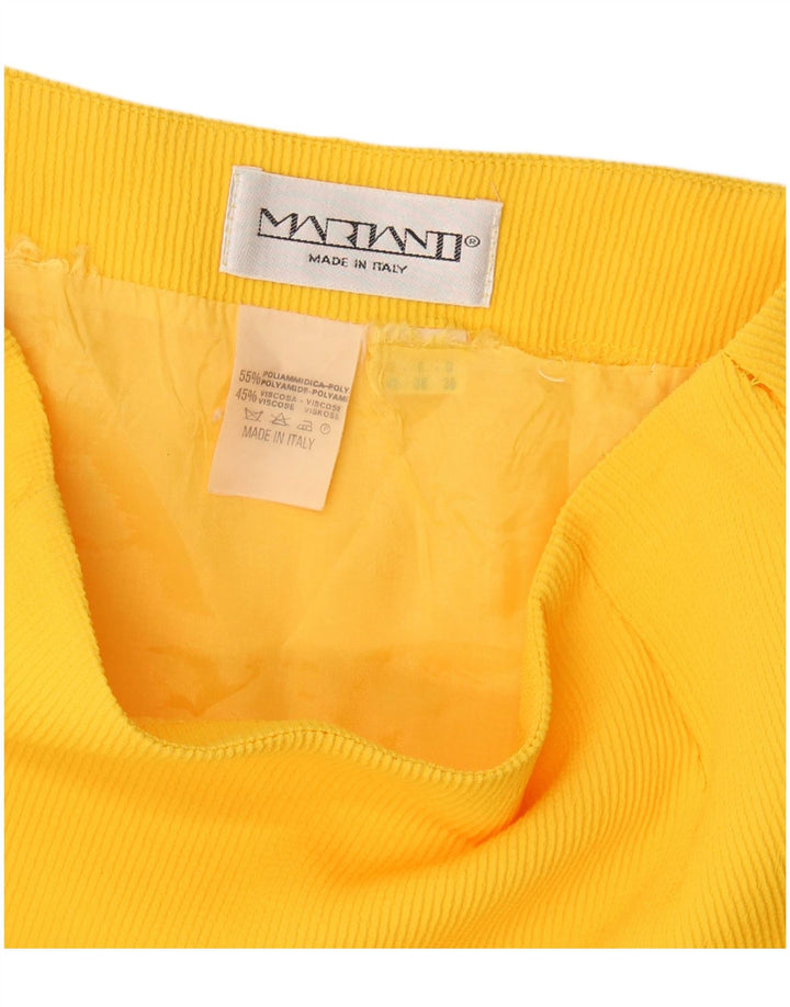 vintage Femme Jupe A-Line IT 42 Moyen W28 Jaune Polyamide
