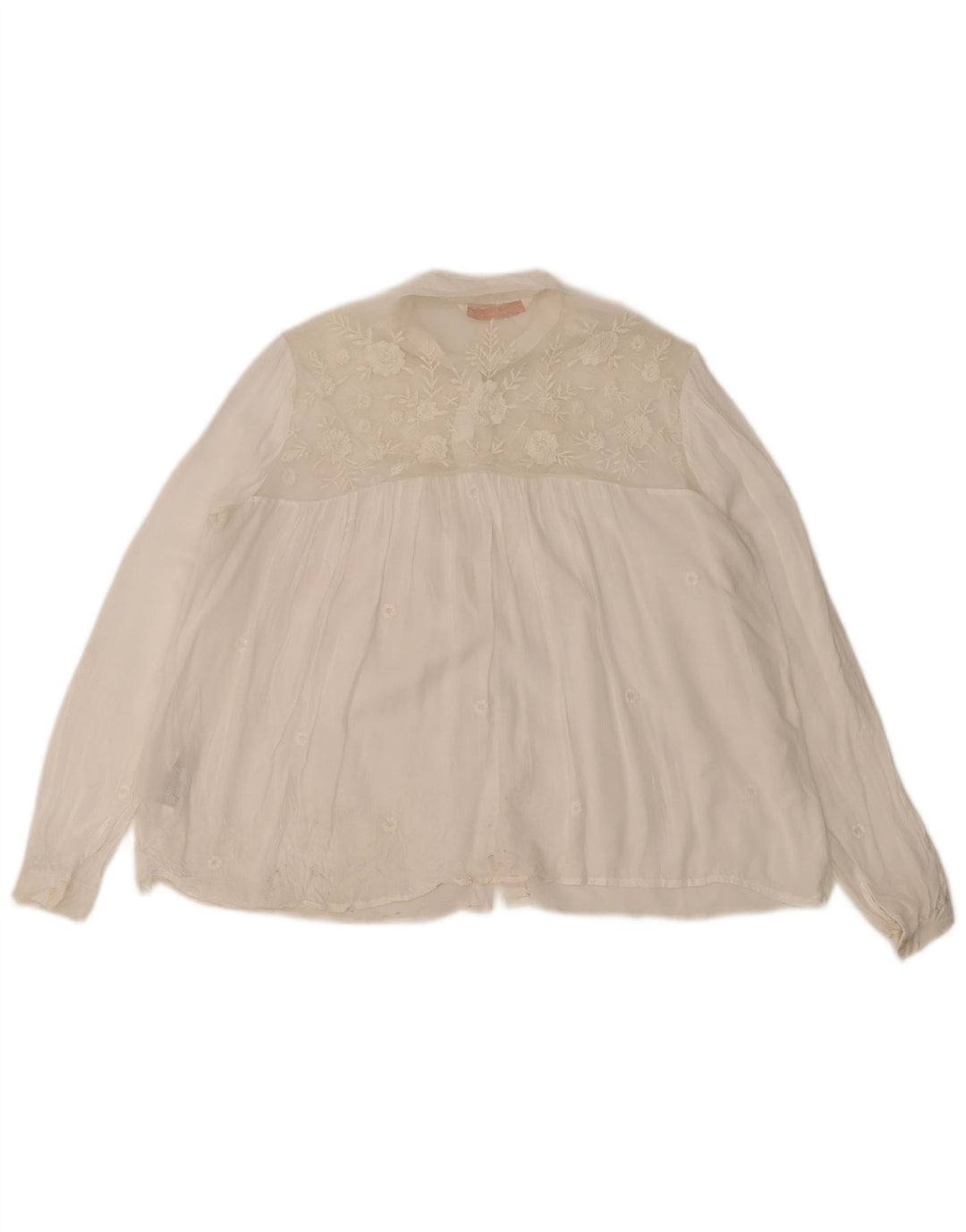 Zara Womens Trafaluc Shirt Blouse UK 14 Medium Blanc Floral Polyester