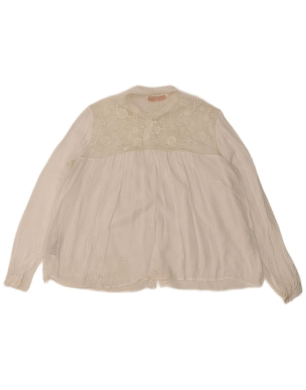Zara Womens Trafaluc Shirt Blouse UK 14 Medium Blanc Floral Polyester