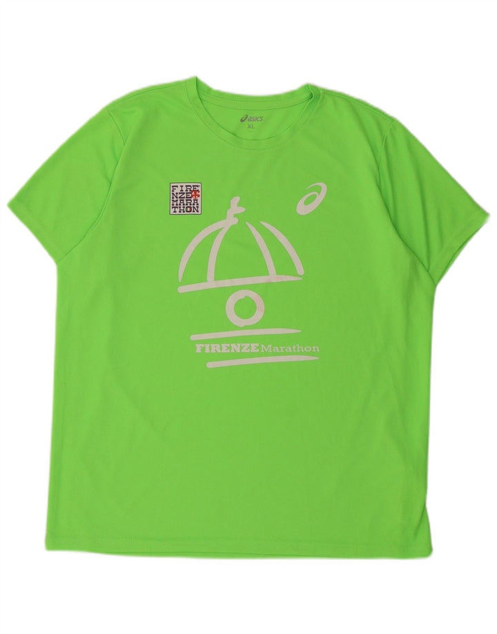 Asics T-Shirt Graphique Homme Top XL Vert Polyester