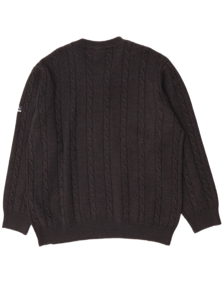 Navigare Pull à col rond pour homme en laine grise