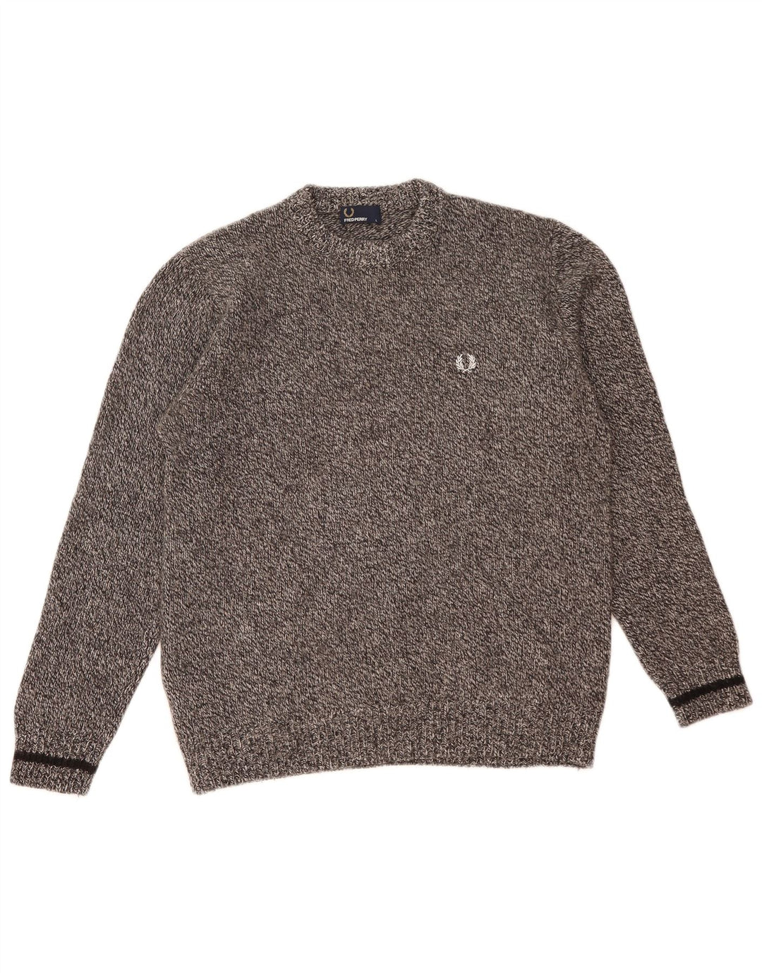 Fred Perry Pull à col rond pour homme en laine mouchetée grise
