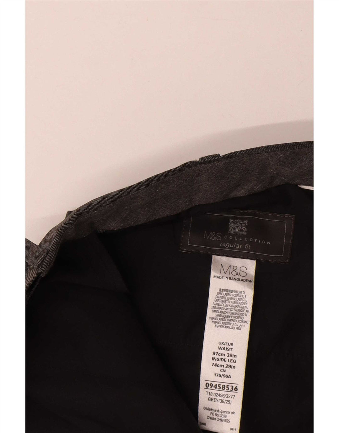Marks & Spencer Pantalon de costume droit coupe droite pour homme W38 L29 Gris