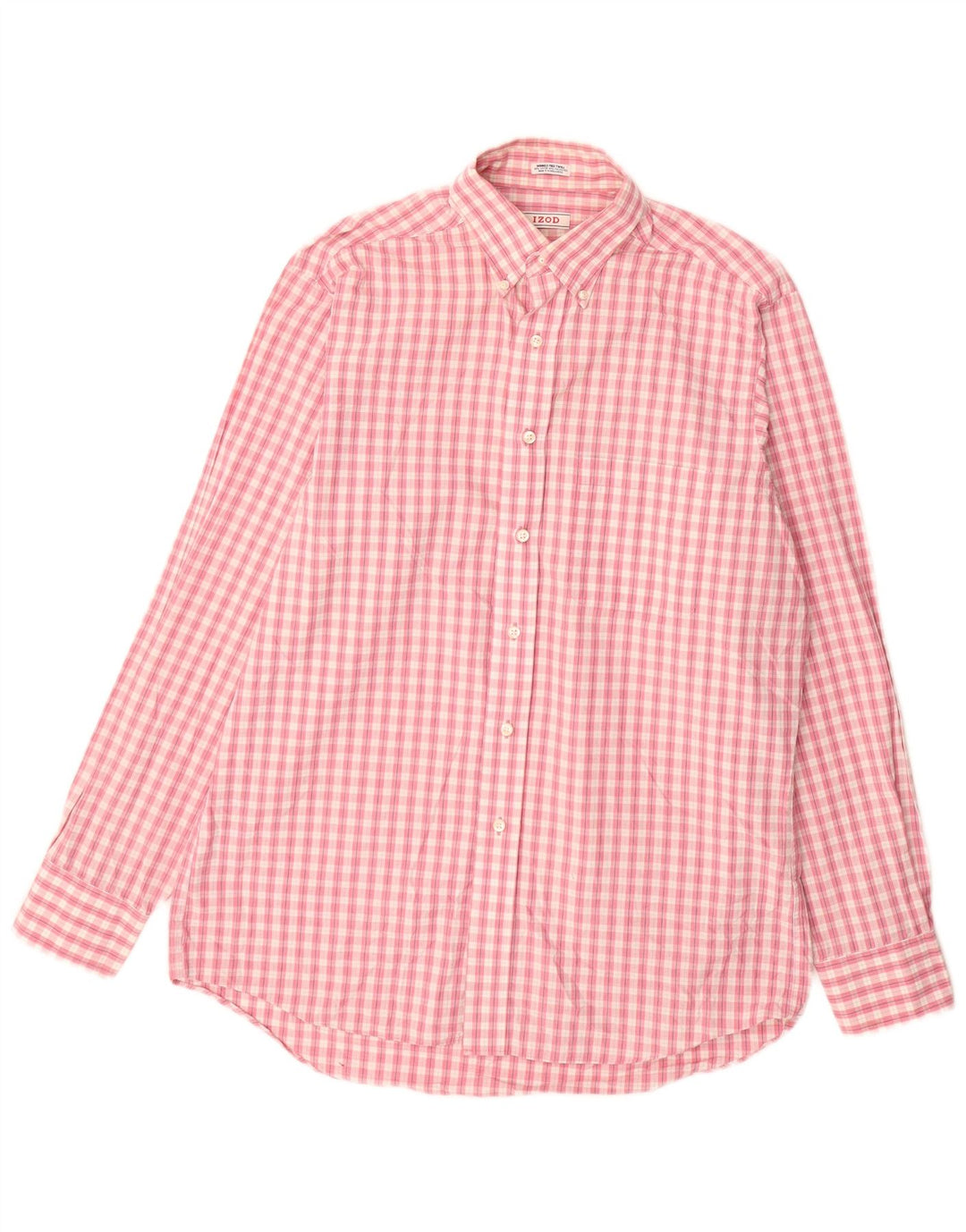 IZOD Chemise coupe régulière pour homme Taille 15 1/2 Coton à carreaux rose moyen