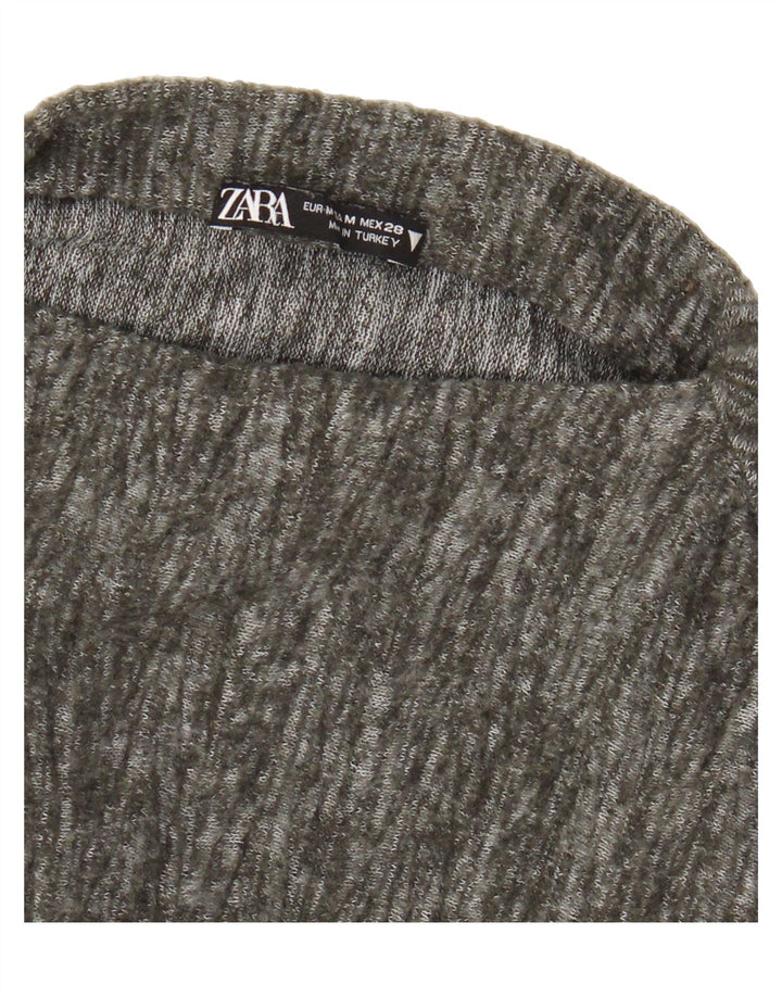ZARA Womens Top Long Sleeve UK 14 Medium Grey Flecked Vintage Zara and Second-Hand Zara from Messina Hembry 