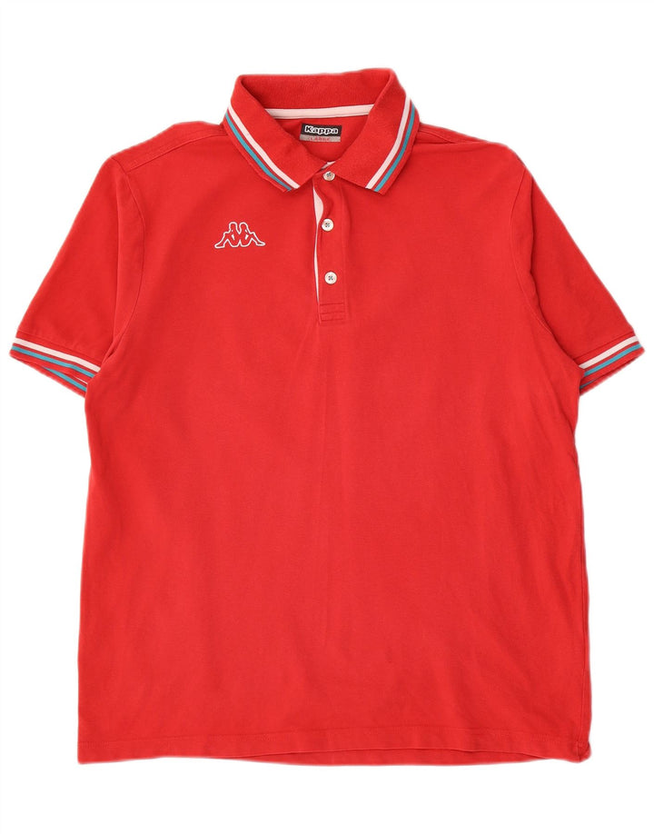 Kappa Polo Homme Large Rouge Rayé Coton