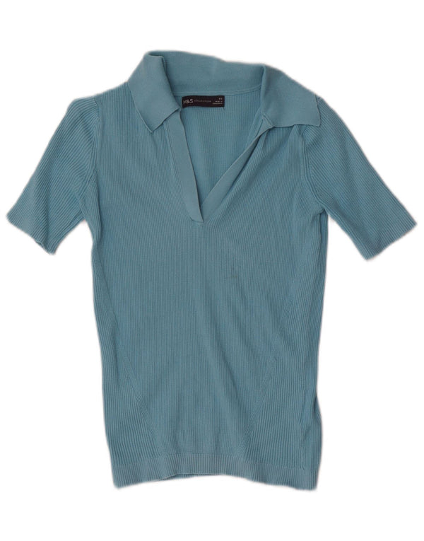 Marks & Spencer Polo Femme UK 4 XS Bleu Coton