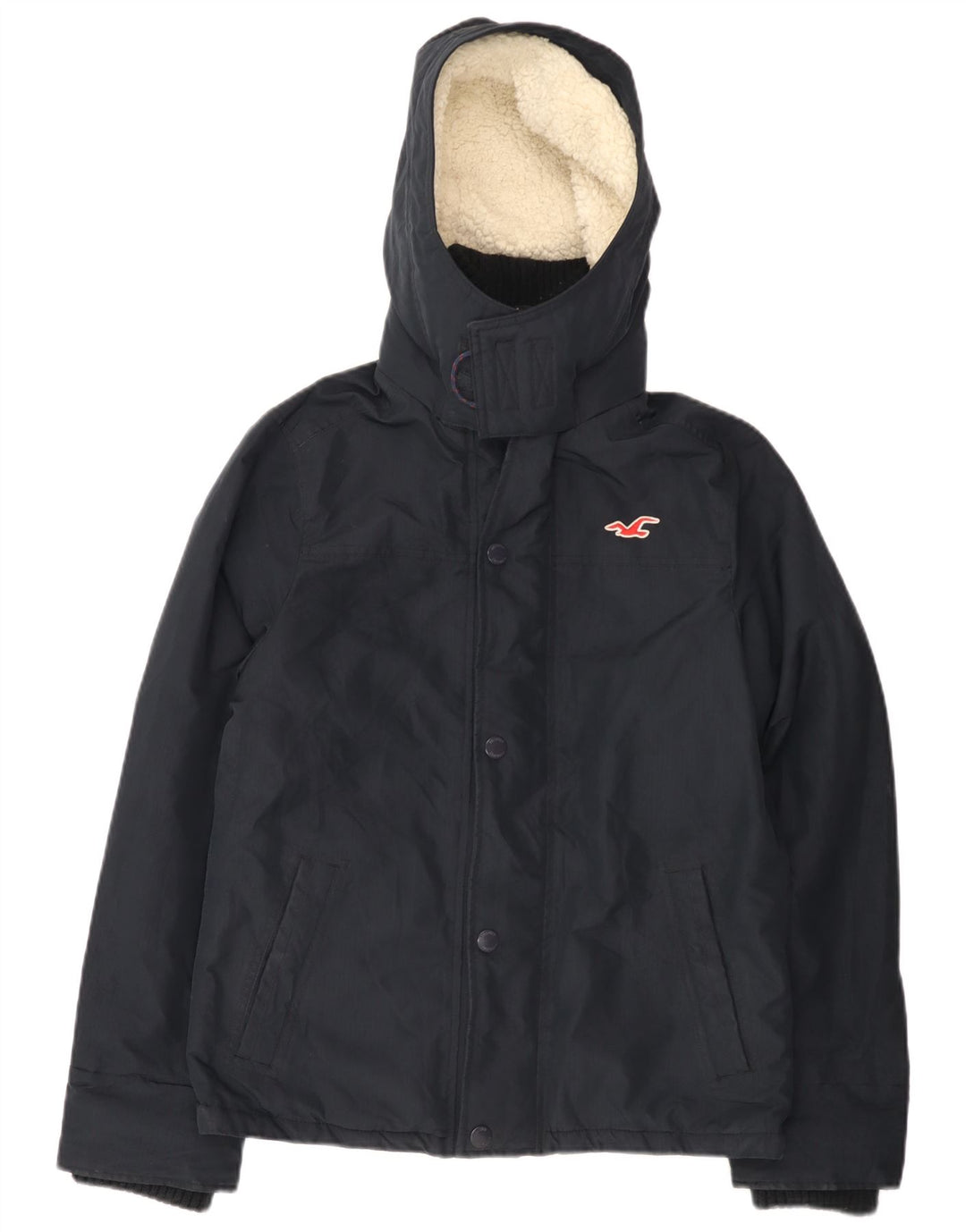 Hollister Veste coupe-vent à capuche pour hommes UK 36 Small Bleu Marine Polyester